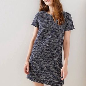 Loft Tweed Navy Blue Bouncle Shift Dress